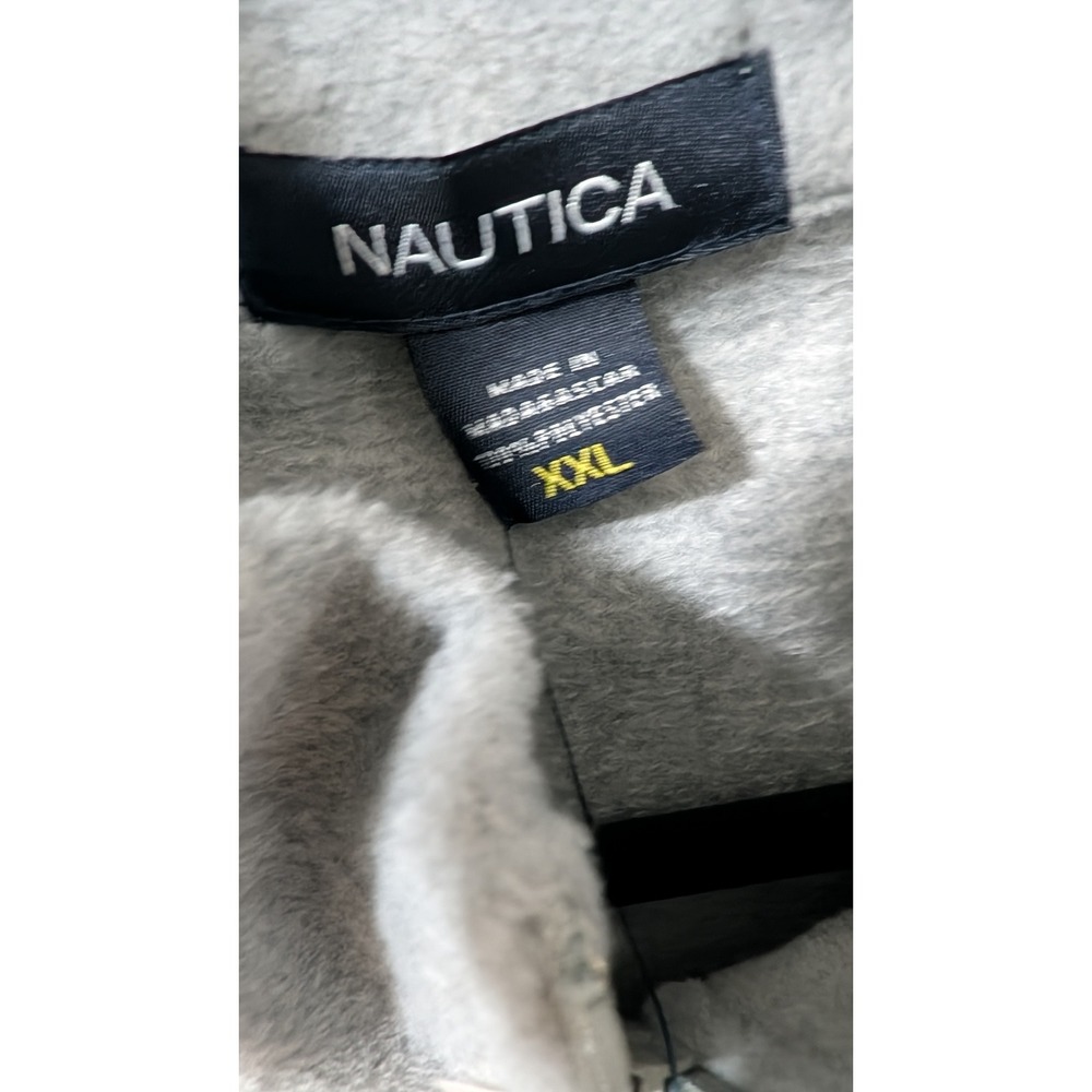Nautica Mens XXL Gray Fleece Quarter Zip Pullover Mock Neck Sweatshirt NWT - Picture 2 of 4